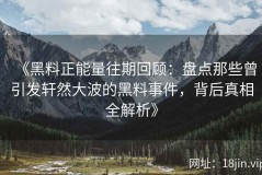 《黑料正能量往期回顾：盘点那些曾引发轩然大波的黑料事件，背后真相全解析》